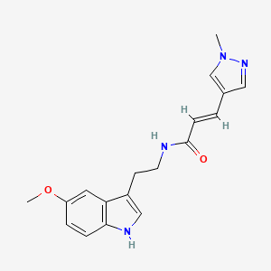 molecular formula C18H20N4O2 B10956306 (2E)-N-[2-(5-methoxy-1H-indol-3-yl)ethyl]-3-(1-methyl-1H-pyrazol-4-yl)prop-2-enamide 