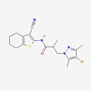 3-(4-bromo-3,5-dimethyl-1H-pyrazol-1-yl)-N-(3-cyano-4,5,6,7-tetrahydro-1-benzothiophen-2-yl)-2-methylpropanamide