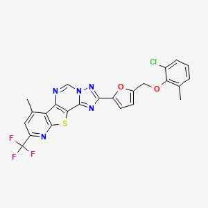 4-[5-[(2-chloro-6-methylphenoxy)methyl]furan-2-yl]-11-methyl-13-(trifluoromethyl)-16-thia-3,5,6,8,14-pentazatetracyclo[7.7.0.02,6.010,15]hexadeca-1(9),2,4,7,10(15),11,13-heptaene