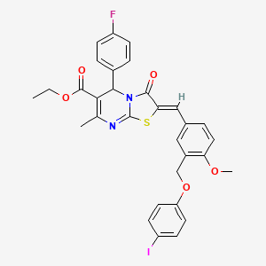 ethyl (2Z)-5-(4-fluorophenyl)-2-{3-[(4-iodophenoxy)methyl]-4-methoxybenzylidene}-7-methyl-3-oxo-2,3-dihydro-5H-[1,3]thiazolo[3,2-a]pyrimidine-6-carboxylate