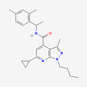 molecular formula C25H32N4O B10956384 1-butyl-6-cyclopropyl-N-[1-(2,4-dimethylphenyl)ethyl]-3-methyl-1H-pyrazolo[3,4-b]pyridine-4-carboxamide 