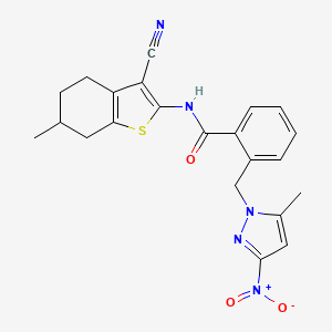 N-(3-cyano-6-methyl-4,5,6,7-tetrahydro-1-benzothiophen-2-yl)-2-[(5-methyl-3-nitro-1H-pyrazol-1-yl)methyl]benzamide