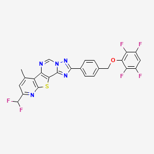 molecular formula C25H13F6N5OS B10956417 13-(difluoromethyl)-11-methyl-4-[4-[(2,3,5,6-tetrafluorophenoxy)methyl]phenyl]-16-thia-3,5,6,8,14-pentazatetracyclo[7.7.0.02,6.010,15]hexadeca-1(9),2,4,7,10(15),11,13-heptaene 