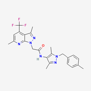 molecular formula C24H25F3N6O B10956421 N-[3,5-dimethyl-1-(4-methylbenzyl)-1H-pyrazol-4-yl]-2-[3,6-dimethyl-4-(trifluoromethyl)-1H-pyrazolo[3,4-b]pyridin-1-yl]acetamide 