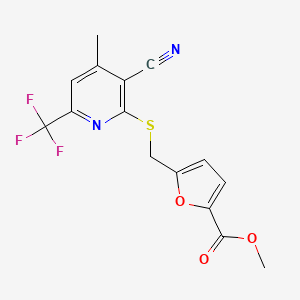 Methyl 5-({[3-cyano-4-methyl-6-(trifluoromethyl)pyridin-2-yl]sulfanyl}methyl)furan-2-carboxylate