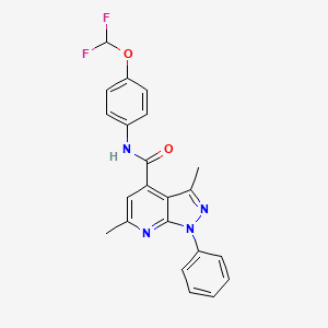 molecular formula C22H18F2N4O2 B10956446 N-[4-(difluoromethoxy)phenyl]-3,6-dimethyl-1-phenyl-1H-pyrazolo[3,4-b]pyridine-4-carboxamide 