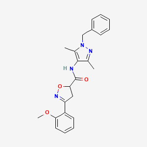 molecular formula C23H24N4O3 B10956469 N-(1-benzyl-3,5-dimethyl-1H-pyrazol-4-yl)-3-(2-methoxyphenyl)-4,5-dihydro-1,2-oxazole-5-carboxamide 