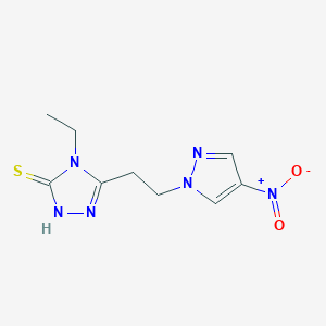 molecular formula C9H12N6O2S B10956473 4-ethyl-5-[2-(4-nitro-1H-pyrazol-1-yl)ethyl]-4H-1,2,4-triazole-3-thiol 