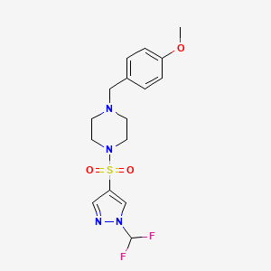 molecular formula C16H20F2N4O3S B10956491 1-{[1-(difluoromethyl)-1H-pyrazol-4-yl]sulfonyl}-4-(4-methoxybenzyl)piperazine 