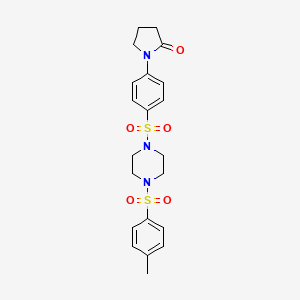 molecular formula C21H25N3O5S2 B10956574 1-[4-({4-[(4-Methylphenyl)sulfonyl]piperazin-1-yl}sulfonyl)phenyl]pyrrolidin-2-one 