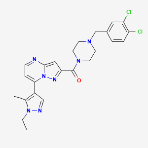 molecular formula C24H25Cl2N7O B10956599 [4-(3,4-dichlorobenzyl)piperazin-1-yl][7-(1-ethyl-5-methyl-1H-pyrazol-4-yl)pyrazolo[1,5-a]pyrimidin-2-yl]methanone 