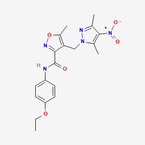 molecular formula C19H21N5O5 B10956614 4-[(3,5-dimethyl-4-nitro-1H-pyrazol-1-yl)methyl]-N-(4-ethoxyphenyl)-5-methyl-1,2-oxazole-3-carboxamide 