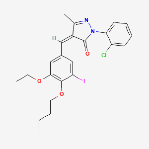 molecular formula C23H24ClIN2O3 B10956658 (4Z)-4-(4-butoxy-3-ethoxy-5-iodobenzylidene)-2-(2-chlorophenyl)-5-methyl-2,4-dihydro-3H-pyrazol-3-one 