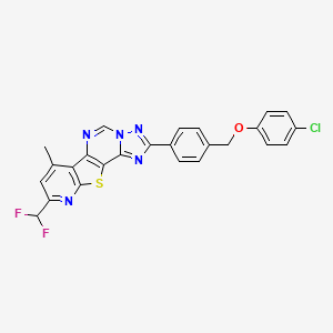 molecular formula C25H16ClF2N5OS B10956661 4-[4-[(4-chlorophenoxy)methyl]phenyl]-13-(difluoromethyl)-11-methyl-16-thia-3,5,6,8,14-pentazatetracyclo[7.7.0.02,6.010,15]hexadeca-1(9),2,4,7,10(15),11,13-heptaene 