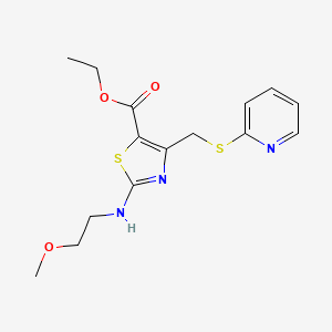 Ethyl 2-[(2-methoxyethyl)amino]-4-[(pyridin-2-ylsulfanyl)methyl]-1,3-thiazole-5-carboxylate