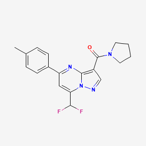 molecular formula C19H18F2N4O B10956683 [7-(Difluoromethyl)-5-(4-methylphenyl)pyrazolo[1,5-a]pyrimidin-3-yl](pyrrolidin-1-yl)methanone 