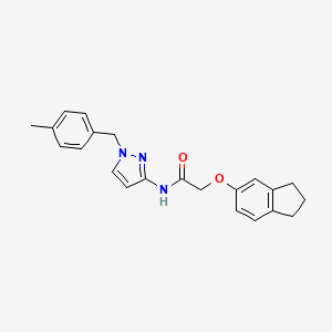 molecular formula C22H23N3O2 B10956706 2-(2,3-dihydro-1H-inden-5-yloxy)-N-[1-(4-methylbenzyl)-1H-pyrazol-3-yl]acetamide 