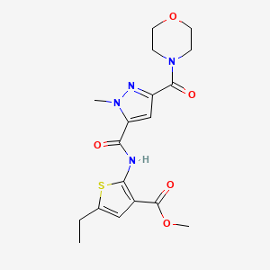 molecular formula C18H22N4O5S B10956739 methyl 5-ethyl-2-({[1-methyl-3-(morpholin-4-ylcarbonyl)-1H-pyrazol-5-yl]carbonyl}amino)thiophene-3-carboxylate 