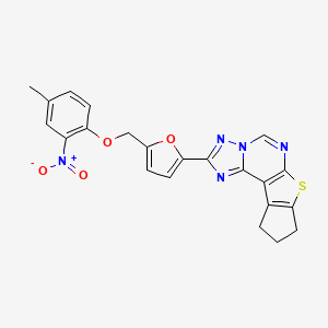 molecular formula C22H17N5O4S B10956768 2-{5-[(4-methyl-2-nitrophenoxy)methyl]furan-2-yl}-9,10-dihydro-8H-cyclopenta[4,5]thieno[3,2-e][1,2,4]triazolo[1,5-c]pyrimidine 