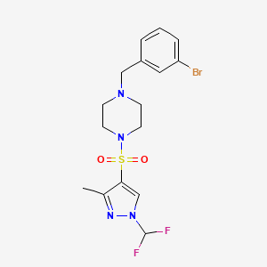 molecular formula C16H19BrF2N4O2S B10956776 1-(3-bromobenzyl)-4-{[1-(difluoromethyl)-3-methyl-1H-pyrazol-4-yl]sulfonyl}piperazine 