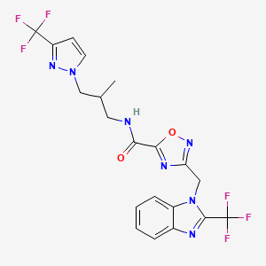 N-{2-methyl-3-[3-(trifluoromethyl)-1H-pyrazol-1-yl]propyl}-3-{[2-(trifluoromethyl)-1H-benzimidazol-1-yl]methyl}-1,2,4-oxadiazole-5-carboxamide