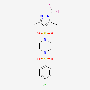 1-[(4-chlorophenyl)sulfonyl]-4-{[1-(difluoromethyl)-3,5-dimethyl-1H-pyrazol-4-yl]sulfonyl}piperazine