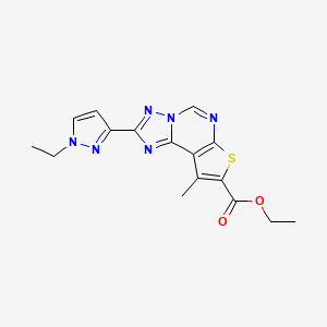 molecular formula C16H16N6O2S B10956794 ethyl 2-(1-ethyl-1H-pyrazol-3-yl)-9-methylthieno[3,2-e][1,2,4]triazolo[1,5-c]pyrimidine-8-carboxylate 