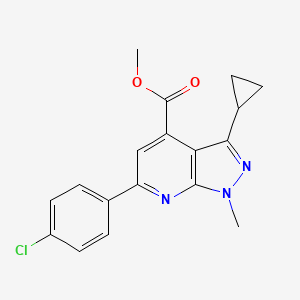 methyl 6-(4-chlorophenyl)-3-cyclopropyl-1-methyl-1H-pyrazolo[3,4-b]pyridine-4-carboxylate