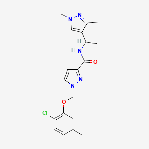 molecular formula C19H22ClN5O2 B10956815 1-[(2-chloro-5-methylphenoxy)methyl]-N-[1-(1,3-dimethyl-1H-pyrazol-4-yl)ethyl]-1H-pyrazole-3-carboxamide 