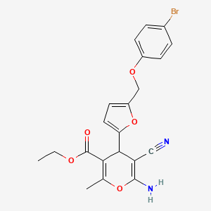 molecular formula C21H19BrN2O5 B10956830 ethyl 6-amino-4-{5-[(4-bromophenoxy)methyl]furan-2-yl}-5-cyano-2-methyl-4H-pyran-3-carboxylate 