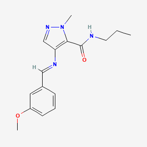 4-{[(E)-(3-methoxyphenyl)methylidene]amino}-1-methyl-N-propyl-1H-pyrazole-5-carboxamide