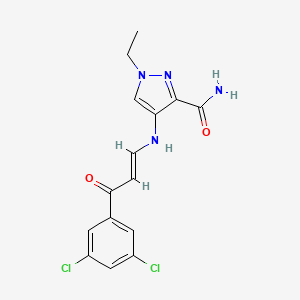 molecular formula C15H14Cl2N4O2 B10956860 4-{[(1E)-3-(3,5-dichlorophenyl)-3-oxoprop-1-en-1-yl]amino}-1-ethyl-1H-pyrazole-3-carboxamide 