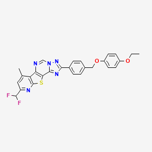 13-(difluoromethyl)-4-[4-[(4-ethoxyphenoxy)methyl]phenyl]-11-methyl-16-thia-3,5,6,8,14-pentazatetracyclo[7.7.0.02,6.010,15]hexadeca-1(9),2,4,7,10(15),11,13-heptaene