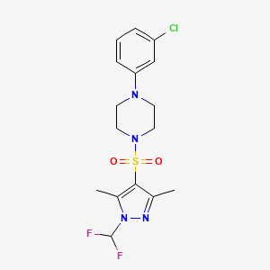 molecular formula C16H19ClF2N4O2S B10956902 1-(3-chlorophenyl)-4-{[1-(difluoromethyl)-3,5-dimethyl-1H-pyrazol-4-yl]sulfonyl}piperazine 