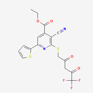 Ethyl 3-cyano-6-(thiophen-2-yl)-2-[(5,5,5-trifluoro-2,4-dioxopentyl)sulfanyl]pyridine-4-carboxylate