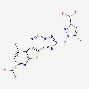 13-(difluoromethyl)-4-[[3-(difluoromethyl)-5-methylpyrazol-1-yl]methyl]-11-methyl-16-thia-3,5,6,8,14-pentazatetracyclo[7.7.0.02,6.010,15]hexadeca-1(9),2,4,7,10(15),11,13-heptaene