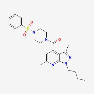 molecular formula C23H29N5O3S B10956914 (1-butyl-3,6-dimethyl-1H-pyrazolo[3,4-b]pyridin-4-yl)[4-(phenylsulfonyl)piperazin-1-yl]methanone 