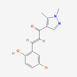 molecular formula C14H13BrN2O2 B10956924 (2E)-3-(5-bromo-2-hydroxyphenyl)-1-(1,5-dimethyl-1H-pyrazol-4-yl)prop-2-en-1-one 