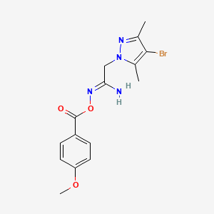 molecular formula C15H17BrN4O3 B10956930 (1Z)-2-(4-bromo-3,5-dimethyl-1H-pyrazol-1-yl)-N'-{[(4-methoxyphenyl)carbonyl]oxy}ethanimidamide 