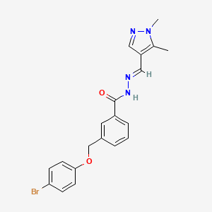 3-[(4-bromophenoxy)methyl]-N'-[(E)-(1,5-dimethyl-1H-pyrazol-4-yl)methylidene]benzohydrazide