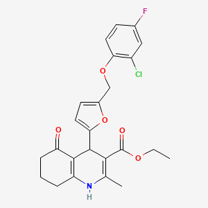 Ethyl 4-{5-[(2-chloro-4-fluorophenoxy)methyl]furan-2-yl}-2-methyl-5-oxo-1,4,5,6,7,8-hexahydroquinoline-3-carboxylate