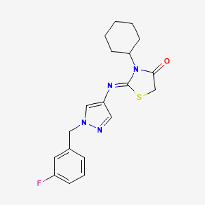 (2Z)-3-cyclohexyl-2-{[1-(3-fluorobenzyl)-1H-pyrazol-4-yl]imino}-1,3-thiazolidin-4-one