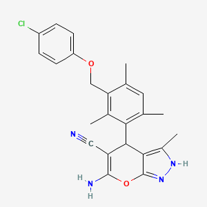 6-Amino-4-{3-[(4-chlorophenoxy)methyl]-2,4,6-trimethylphenyl}-3-methyl-1,4-dihydropyrano[2,3-c]pyrazole-5-carbonitrile