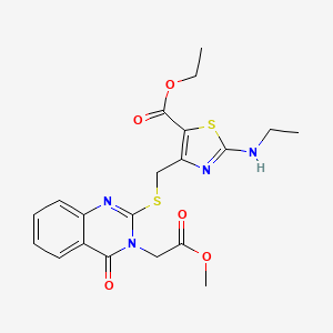 molecular formula C20H22N4O5S2 B10957048 Ethyl 2-(ethylamino)-4-({[3-(2-methoxy-2-oxoethyl)-4-oxo-3,4-dihydroquinazolin-2-yl]sulfanyl}methyl)-1,3-thiazole-5-carboxylate 