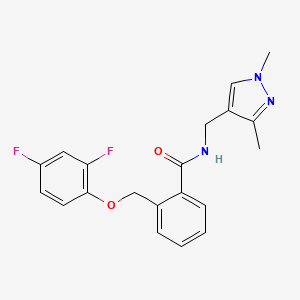 molecular formula C20H19F2N3O2 B10957064 2-[(2,4-difluorophenoxy)methyl]-N-[(1,3-dimethyl-1H-pyrazol-4-yl)methyl]benzamide 