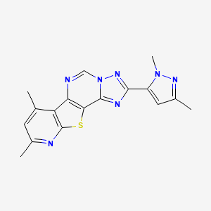 4-(2,5-dimethylpyrazol-3-yl)-11,13-dimethyl-16-thia-3,5,6,8,14-pentazatetracyclo[7.7.0.02,6.010,15]hexadeca-1(9),2,4,7,10(15),11,13-heptaene