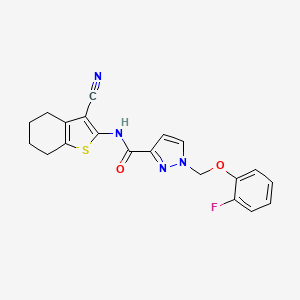 molecular formula C20H17FN4O2S B10957111 N-(3-cyano-4,5,6,7-tetrahydro-1-benzothiophen-2-yl)-1-[(2-fluorophenoxy)methyl]-1H-pyrazole-3-carboxamide 