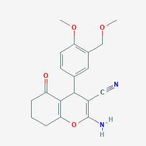 molecular formula C19H20N2O4 B10957115 2-amino-4-[4-methoxy-3-(methoxymethyl)phenyl]-5-oxo-5,6,7,8-tetrahydro-4H-chromene-3-carbonitrile 