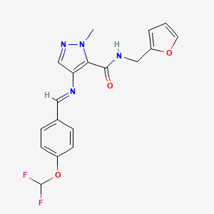 4-({(E)-[4-(difluoromethoxy)phenyl]methylidene}amino)-N-(furan-2-ylmethyl)-1-methyl-1H-pyrazole-5-carboxamide