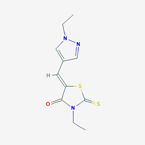 molecular formula C11H13N3OS2 B10957141 Thiazolidin-4-one, 3-ethyl-5-(1-ethyl-1H-pyrazol-4-ylmethylene)-2-thioxo- 